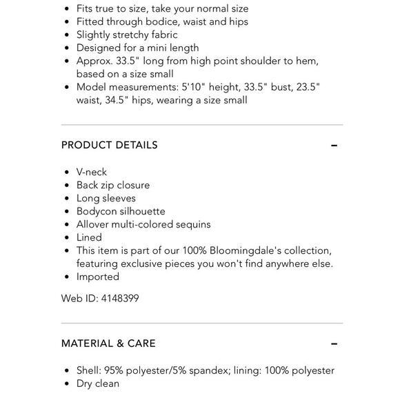 Aqua XS Rainbow Sequined Mini Dress puff sleeve long sleeve - Picture 5 of 5